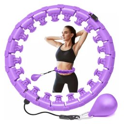 Állítható Karcsúsító hulahopp karika smart Fit súllyal és fém csapággyal, 40-123 cm, Lila