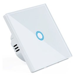 2 db Elegáns Edzett üveglapos Érintéssel működő LED háttér világítású, villanykapcsoló, egypólusú, fehér