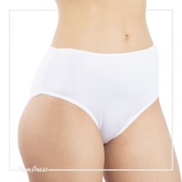 PamPress fehér női magasított derekú bugyi - M méret
