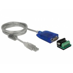 Delock USB Type-A RS-422/485 DB9 soros adapter 600 W-os túlfeszültség-védelemmel és kibővített hőmérséklettartományban