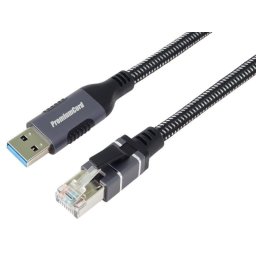 PremiumCord Ethernet kábel USB3.2 - LAN RJ45 10/100/1000, 3m, 3m