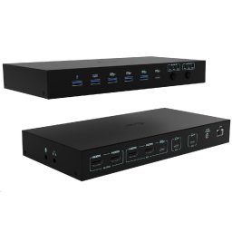 i-tec USB-C KVM dokkolóállomás 3 hosthoz, kettős kijelző, Power Delivery 1x 92W/2x 65W