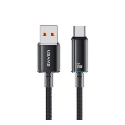 USAMS CLOUD SERIES adatkábel (USB - Type-C, 6A, gyorstöltő, 120cm) FEKETE