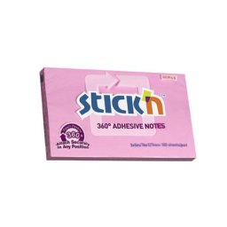 STICK N Öntapadó jegyzettömb, 76x127 mm, 100 lap, STICK N ,,360°", rózsaszín