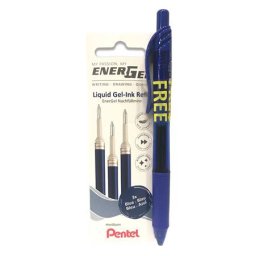 PENTEL Zseléstollbetét csomag, 0,35 mm, PENTEL"EnerGel LR7", ajándék zseléstollal, kék