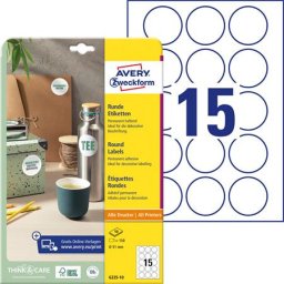 AVERY ZWECKFORM Etikett, univerzális, 51mm, kör, AVERY ZWECKFORM, 150 etikett/csomag