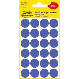 AVERY ZWECKFORM Etikett, 18 mm, kör, eltávolítható, AVERY ZWECKFORM, indigókék, 96 etikett/csomag
