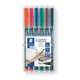 STAEDTLER Alkoholos marker készlet, OHP, 1 mm, STAEDTLER "Lumocolor(R) 317 M", 6 különböző szín