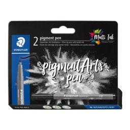 STAEDTLER Filctoll, 1 mm, kúpos, 2 db, STAEDTLER(R) "Pigment pen 376", intenzív fekete