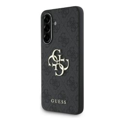 GUESS PU 4G METAL LOGO CASE műanyag telefonvédő (ütésállóság, bőr hatású hátlap) SÖTÉTSZÜRKE Samsung Galaxy A56 5G (SM-A566)