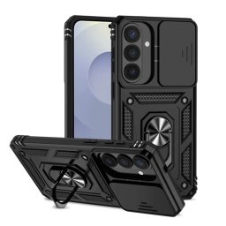 Defender szilikon telefonvédő (ütésállóság, tartógyűrű, kameravédő) FEKETE Samsung Galaxy S26 Plus (SM-S947)