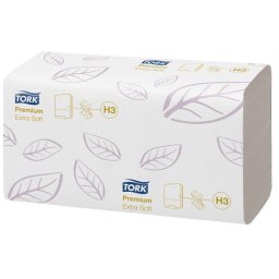 TORK Kéztörlő, Z hajtás, 2 rétegű, 200 lap, H3 rendszer, Premium, TORK "Extra Soft Singlefold", fehér