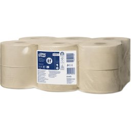 TORK Toalettpapír, T2 rendszer, 2 rétegű, 19 cm átmérő, Advanced, TORK "Mini Jumbo", natúr