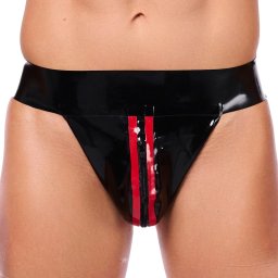 Xrub - fekete-piros latex jockstrap cipzrral