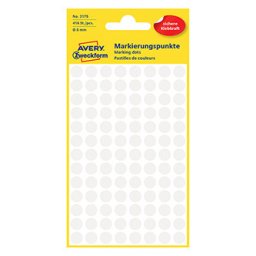 Avery Zweckform címkék 8mm, fehér, 104 címke, jelölő, 4 db-os csomag, 3175, kézíráshoz
