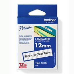 Brother eredeti címkenyomtató szalag, Brother, TZE-131S, fekete nyomtatás/áteresztő hátlap, laminált, 4m, 12mm
