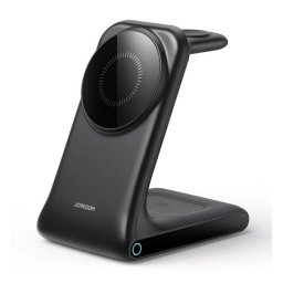 JOYROOM asztali töltőállvány 3in1 (15W, wireless, gyorstöltő, MagSafe, Airpods, Apple Watch töltő) FEKETE