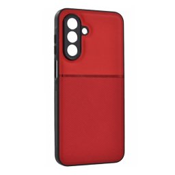 Szilikon telefonvédő (ütésállóság, mágneses, bőr hatású hátlap, csíkos) PIROS Samsung Galaxy A17 5G (SM-A176)
