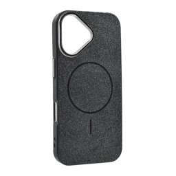 Szilikon telefonvédő (műanyag hátlap, kameravédő, MagSafe, csillogó) FEKETE Apple iPhone 17