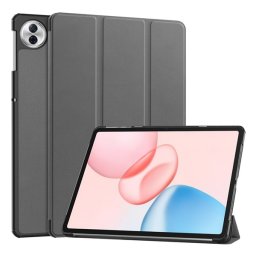 Tok álló, bőr hatású (aktív FLIP, oldalra nyíló, TRIFOLD, asztali tartó) SÖTÉTSZÜRKE Honor Pad 10 5G