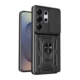 Defender szilikon telefonvédő (ütésállóság, tartógyűrű, kameravédő) FEKETE Samsung Galaxy S26 Ultra (SM-S948)