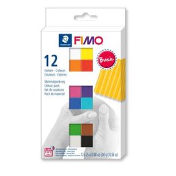 FIMO Gyurma, készlet, 12x25 g, égethető, FIMO "Soft Basic", 12 különböző szín