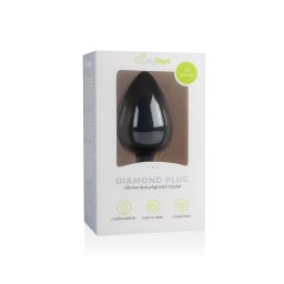 EasyToys Diamond - fehér köves anál plug (nagy, fekete)