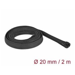 Delock Fonott tok cipzárral, 2 m x 20 mm, fekete, 2 m x 20 mm, fekete