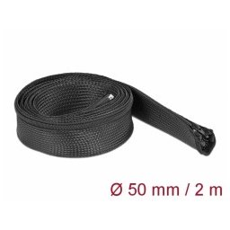 Delock Fonott tok cipzárral, 2 m x 50 mm, fekete, 2 m x 50 mm, fekete
