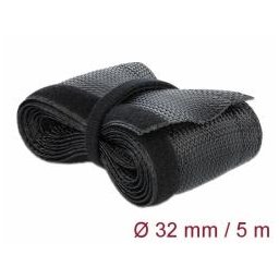 Delock Kötött tépőzáras burkolat 5 m x 32 mm, fekete