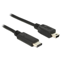 Delock USB Type-C 2.0 hím > USB 2.0 Mini-B hím kábel, 0,5 m, fekete