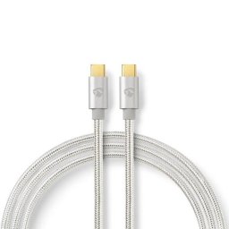 Nedis CCTB60800AL20 – USB 2.0 kábel | USB-C csatlakozó | USB-C csatlakozó | 480 Mbps | 2,00 m | Ezüst