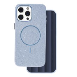 Szilikon telefonvédő (műanyag hátlap, kameravédő, MagSafe, csillogó) VILÁGOSKÉK Apple iPhone 16 Pro Max