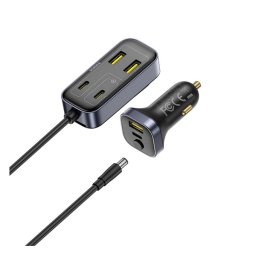 BASEUS BACKSEATPAL L1 autós töltő 3 USB+3 Type-C aljzat (110W, gyorstöltő, GaN, 150cm) FEKETE