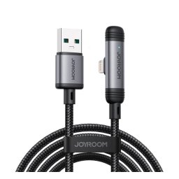 JOYROOM S-A56 ENJOYX SERIES adatkábel (USB - lightning, 3A, gyorstöltő, 120cm, 90 fokos, cipőfűző) FEKETE