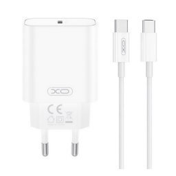 XO CE32 hálózati töltő Type-C aljzat (20W, PD gyorstöltő 3.0 + Type-C kábel) FEHÉR