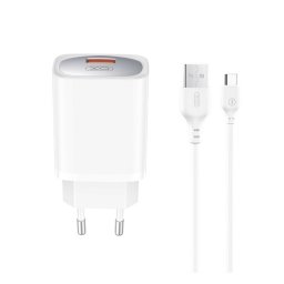 XO CE19 hálózati töltő USB aljzat (18W, PD gyorstöltő + Type-C kábel) FEHÉR