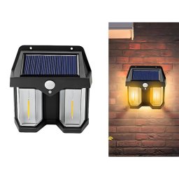 Nagy fényerejű Dupla LED-es Napelemes kerti Fali lámpa, mozgásérzékelős, 1200 LM, 1200 mAh