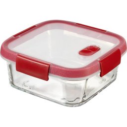 CURVER Ételtartó, szögletes, üveg, 0,7 l, CURVER "Smart Cook", piros