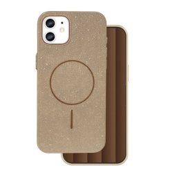 Szilikon telefonvédő (műanyag hátlap, kameravédő, MagSafe, csillogó) BARNA Apple iPhone 12, iPhone 12 Pro