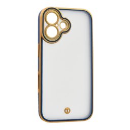 Szilikon telefonvédő (ütésállóság, matt, műanyag hátlap, kameravédő) ARANY/SÖTÉTKÉK Apple iPhone 16