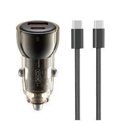 XO CC60 autós töltő USB+Type-C aljzat (60W, PD gyorstöltő + Type-C kábel) FEKETE