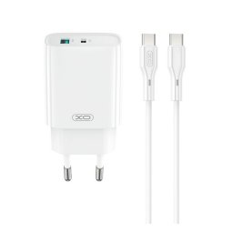 XO CE30 hálózati töltő USB+Type-C aljzat (30W, PD gyorstöltő 3.0 + Type-C kábel) FEHÉR