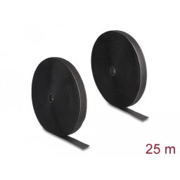Delock Rendkívül megbízható tépőzáras heveder L 25 m x W 25 mm, fekete
