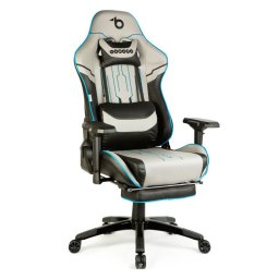 Gamer 2 szék lábtartóval, derék- és fejtámlával, szürke/fekete/kék színkombinációban