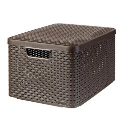CURVER Rattan hatású kosár tetővel, 30l, sötétbarna, CURVER "Style L"
