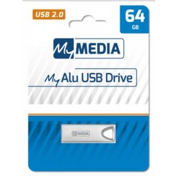 MYMEDIA Pendrive, 64GB, USB 2.0, alumínium ház, MYMEDIA "Alu" (by VERBATIM)