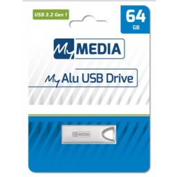 MYMEDIA Pendrive, 64GB, USB 3.2 Gen1, alumínium ház, MYMEDIA "Alu" (by VERBATIM)