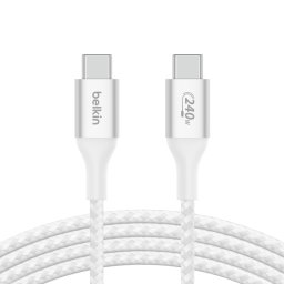 Belkin BOOST CHARGE™ USB-C/USB-C kábel 240W, 2m, fehér - tartós