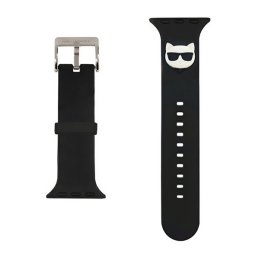 KARL LAGERFELD SILICONE CHOUPETTE HEAD pótszíj (egyedi méret, nagy, szilikon, fém csat) FEKETE Apple Watch Series 5 44mm, Watch Series 4 44mm, Watch Series 3 42mm
